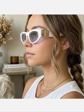 3 For $60 - Luxury Designer Style White Sunglasses With Gold Logo
